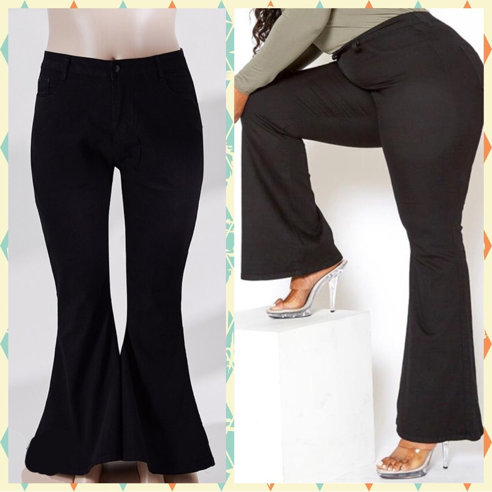 1X-5X Dani Black Flare Leg Jeans - Picture 2 of 8
